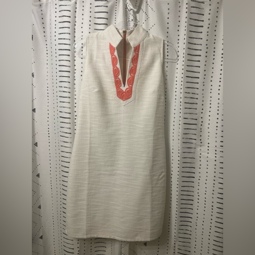 🏝️ Sail to Sable White w/ embroidered Pink Tunic - fully lined, so pretty!
